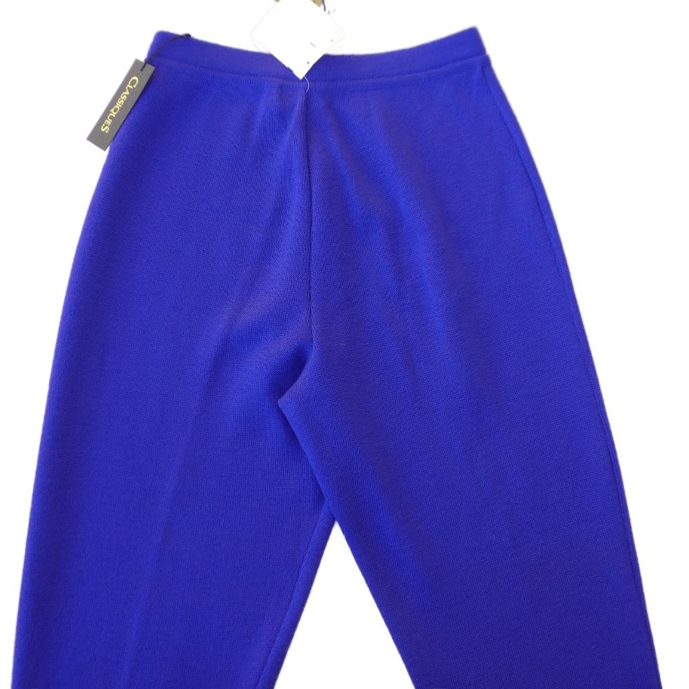 NEW Merino WooL Classiques Vtg Purple Knit Stirrup Pants Pull On High Waist M - Picture 6 of 8